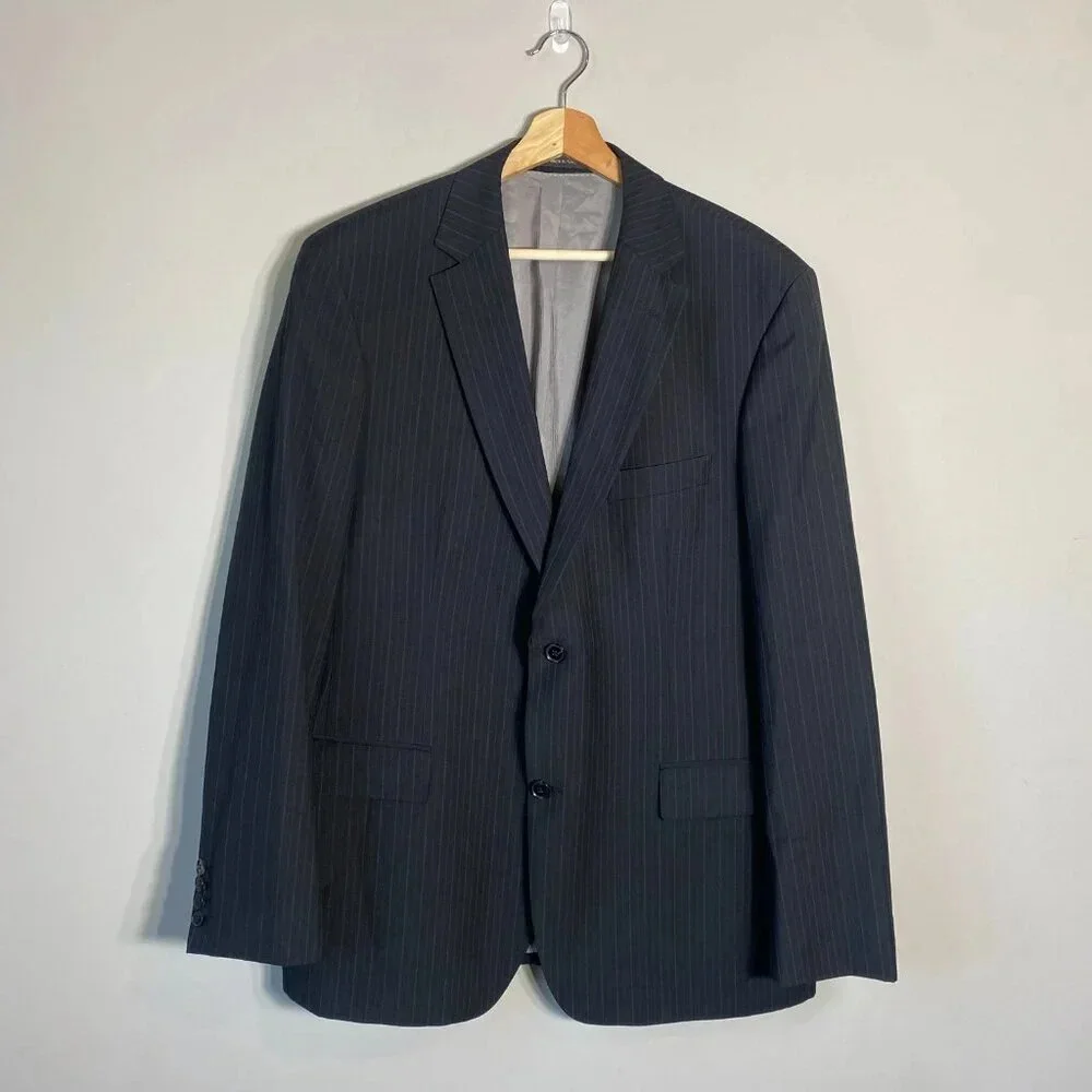 Boss Hugo Boss Pinstripe Wool Sport Coat Dinner Jacket Blazer Men's 44R Black
